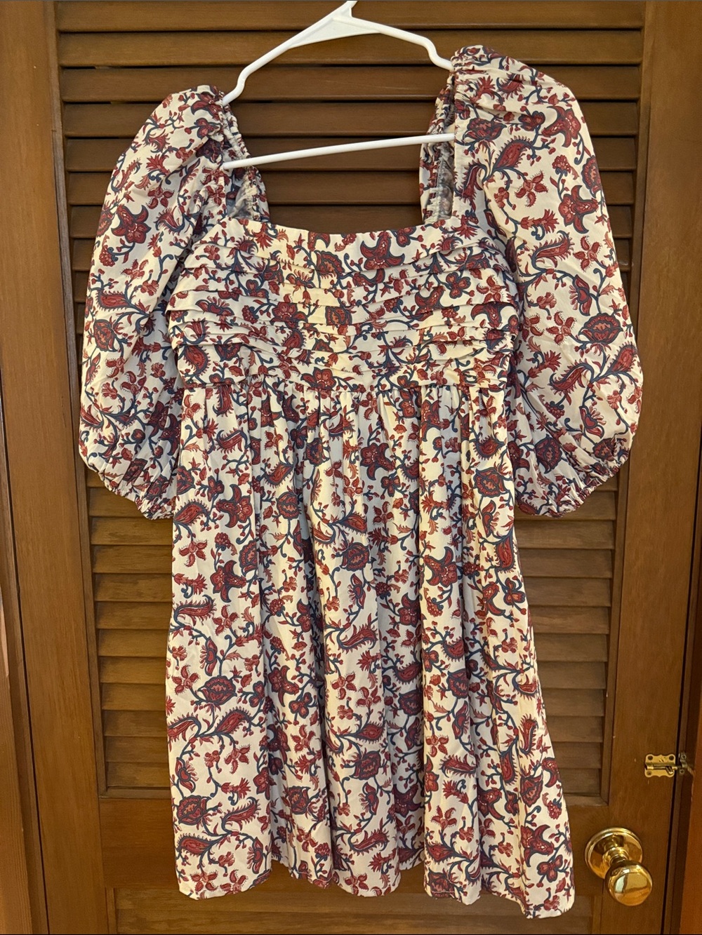 Abercrombie & Fitch Emerson Mini Cream Mini Dress with Red Paisley Pattern
